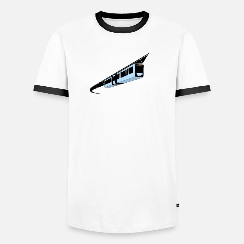 Wuppertal Schwebebahn bunt - Männer Kontrast-T-Shirt - Weiß/Schwarz