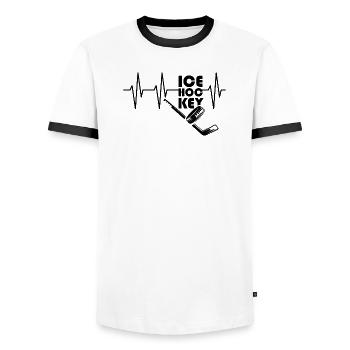 Herzschlag icehockey puls Eishockey Symbol Team - Männer Kontrast-T-Shirt - Weiß/Schwarz - Vorne - AI Model Female 172 light (172cm) & AI Model Male 178 dark (178cm)