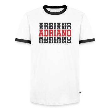 Adriano t-shirt t-shirt idée cadeau texte empilé - T-shirt contrasté Homme - blanc/noir - Devant - AI Model Female 172 light (172cm) & AI Model Male 178 dark (178cm)