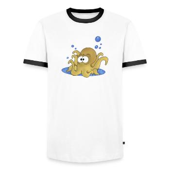 Octopus - Men's Ringer Shirt - white/black - Front - AI Model Female 172 light (172cm) & AI Model Male 178 dark (178cm)