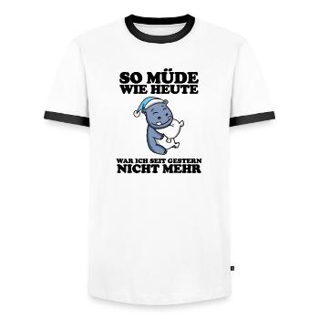 Ausschlafen Müde Spruch lustig Schlafen - Nilpferd - Männer Kontrast-T-Shirt - Weiß/Schwarz - Vorne - AI Model Female 172 light (172cm) & AI Model Male 178 dark (178cm)
