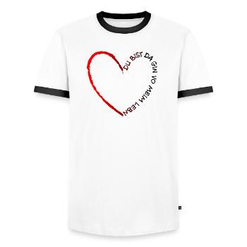 Tu es là Gin de ma vie - Gin de ma vie - T-shirt contrasté Homme - blanc/noir - Devant - AI Model Female 172 light (172cm) & AI Model Male 178 dark (178cm)