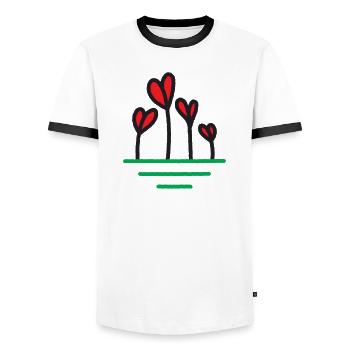 Heart Sprouts in Bloom - Men's Ringer Shirt - white/black - Front - AI Model Female 172 light (172cm) & AI Model Male 178 dark (178cm)