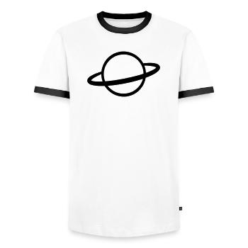 Planet with Ring Icon Outline - Men's Ringer Shirt - white/black - Front - AI Model Female 172 light (172cm) & AI Model Male 178 dark (178cm)