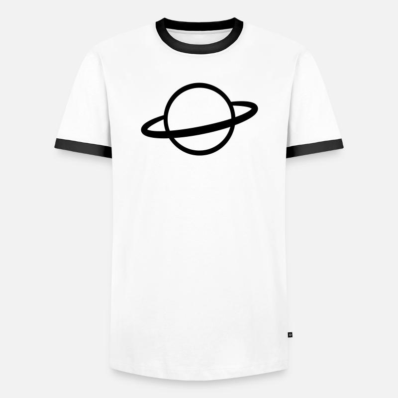 Planet with Ring Icon Outline - Men's Ringer Shirt - white/black