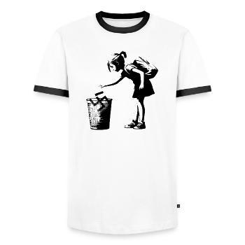 Swastika Trash Street Art Style - Men's Ringer Shirt - white/black - Front - AI Model Female 172 light (172cm) & AI Model Male 178 dark (178cm)