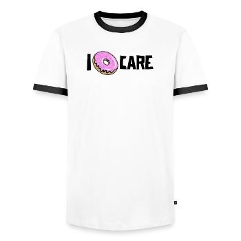 Anyway, funny statement donut doesn't matter to me - Men's Ringer Shirt - white/black - Front - AI Model Female 172 light (172cm) & AI Model Male 178 dark (178cm)