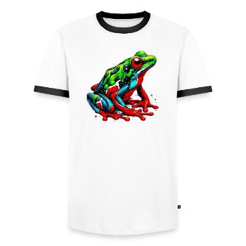 Grenouille - T-shirt contrasté Homme - blanc/noir - Devant - AI Model Female 172 light (172cm) & AI Model Male 178 dark (178cm)