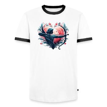 Mythical Heart Archer Illustration - Men's Ringer Shirt - white/black - Front - AI Model Female 172 light (172cm) & AI Model Male 178 dark (178cm)
