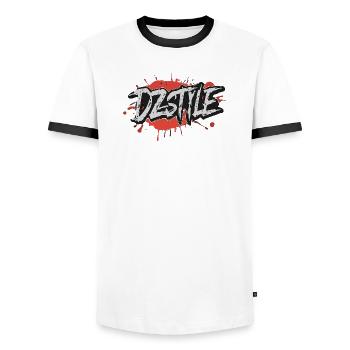 DZ Style Urbain - Graffiti Éclaboussure - T-shirt contrasté Homme - blanc/noir - Devant - AI Model Female 172 light (172cm) & AI Model Male 178 dark (178cm)