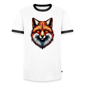 Fox - Men's Ringer Shirt - white/black - Front - AI Model Female 172 light (172cm) & AI Model Male 178 dark (178cm)