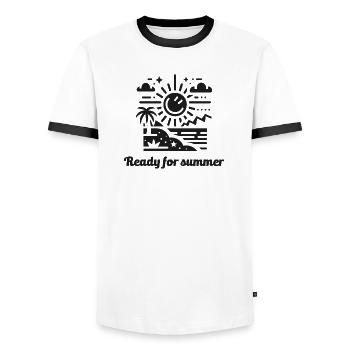 ready for summer sommer sonne sonnenschein - Männer Kontrast-T-Shirt - Weiß/Schwarz - Vorne - AI Model Female 172 light (172cm) & AI Model Male 178 dark (178cm)