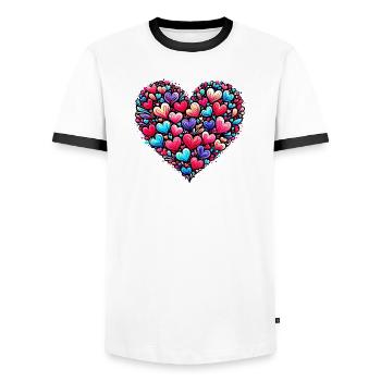 Colorful Heart - Men's Ringer Shirt - white/black - Front - AI Model Female 172 light (172cm) & AI Model Male 178 dark (178cm)