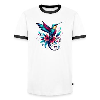 Kolibri - Männer Kontrast-T-Shirt - Weiß/Schwarz - Vorne - AI Model Female 172 light (172cm) & AI Model Male 178 dark (178cm)