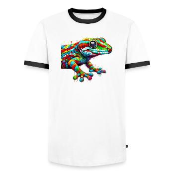 Gecko - Men's Ringer Shirt - white/black - Front - AI Model Female 172 light (172cm) & AI Model Male 178 dark (178cm)