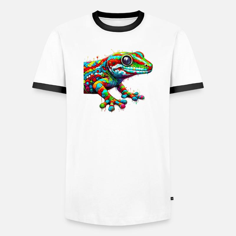 Gecko - Männer Kontrast-T-Shirt - Weiß/Schwarz