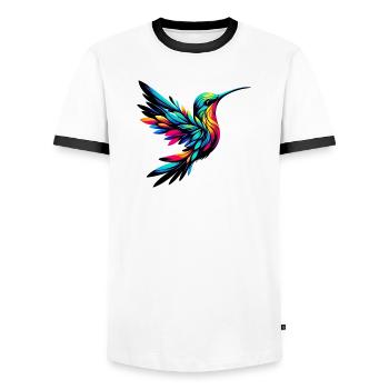 Colibri - T-shirt contrasté Homme - blanc/noir - Devant - AI Model Female 172 light (172cm) & AI Model Male 178 dark (178cm)