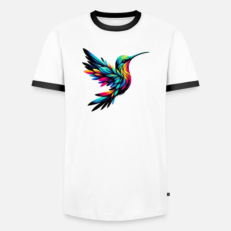Kolibri - Männer Kontrast-T-Shirt - Weiß/Schwarz