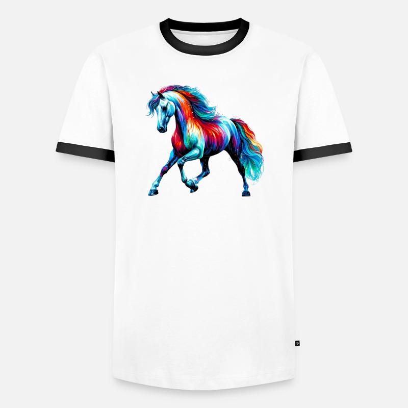 Pferd - Männer Kontrast-T-Shirt - Weiß/Schwarz