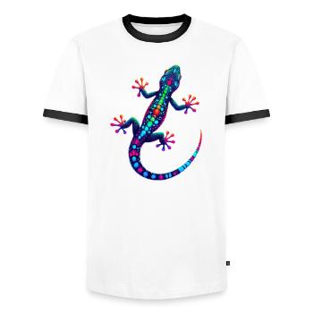 Gecko - Men's Ringer Shirt - white/black - Front - AI Model Female 172 light (172cm) & AI Model Male 178 dark (178cm)