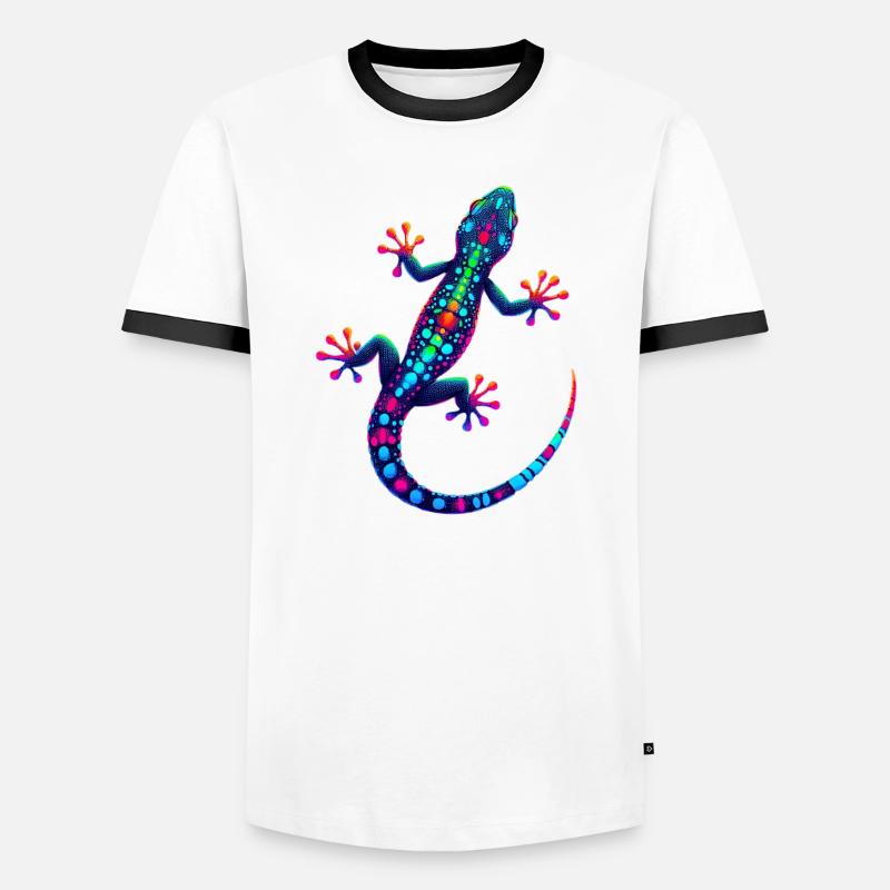 Gecko - Männer Kontrast-T-Shirt - Weiß/Schwarz