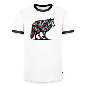 Loup - T-shirt contrasté Homme - blanc/noir - Devant - AI Model Female 172 light (172cm) & AI Model Male 178 dark (178cm)