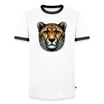 Cheetah - Men's Ringer Shirt - white/black - Front - AI Model Female 172 light (172cm) & AI Model Male 178 dark (178cm)