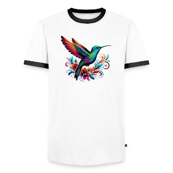 Colibri - T-shirt contrasté Homme - blanc/noir - Devant - AI Model Female 172 light (172cm) & AI Model Male 178 dark (178cm)