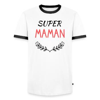 MAMIE - T-shirt contrasté Homme - blanc/noir - Devant - AI Model Female 172 light (172cm) & AI Model Male 178 dark (178cm)