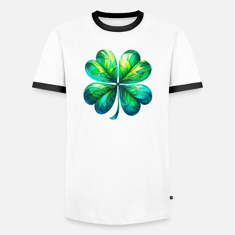 Vierblättriges Kleeblatt - Männer Kontrast-T-Shirt - Weiß/Schwarz