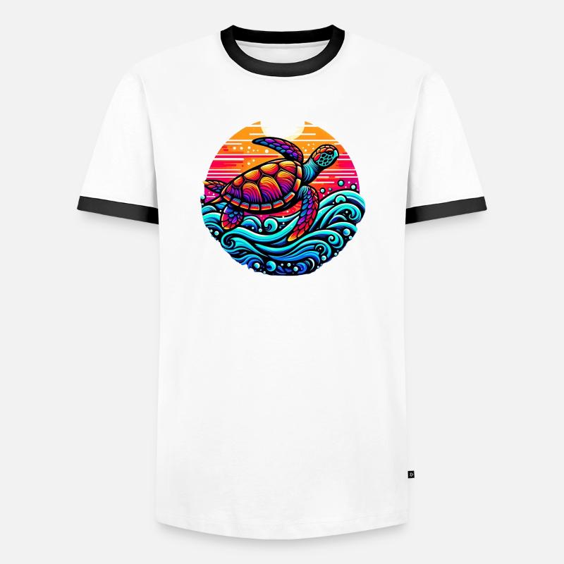 Turtle - Men's Ringer Shirt - white/black