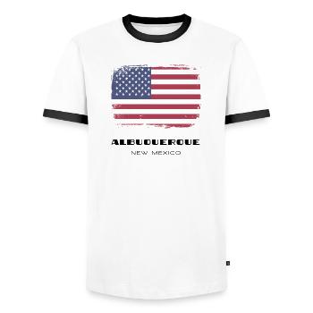 Albuquerque, New Mexico, USA - Männer Kontrast-T-Shirt - Weiß/Schwarz - Vorne - AI Model Female 172 light (172cm) & AI Model Male 178 dark (178cm)