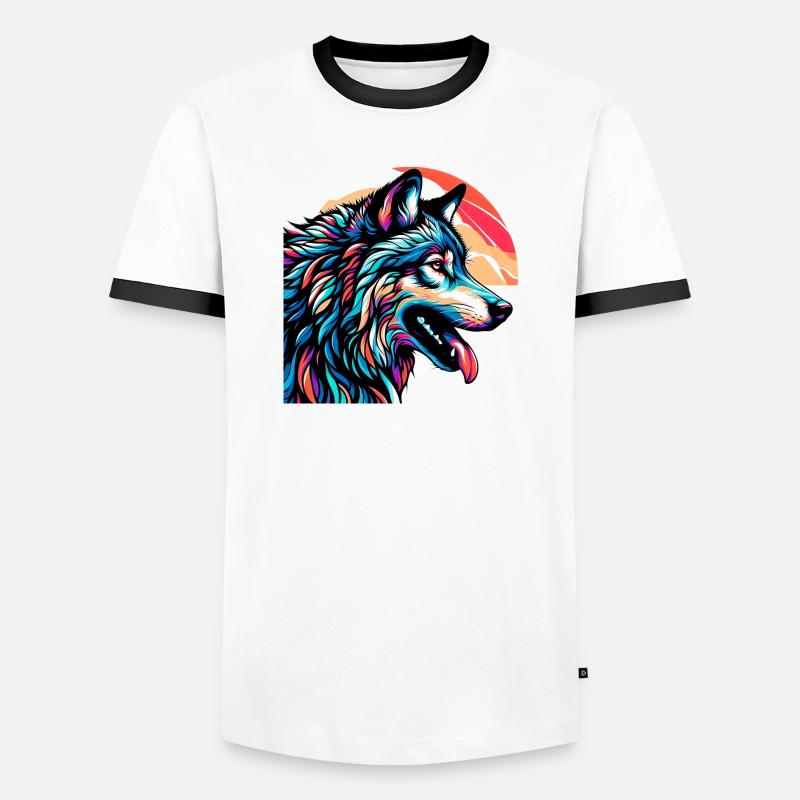Wolf - Männer Kontrast-T-Shirt - Weiß/Schwarz