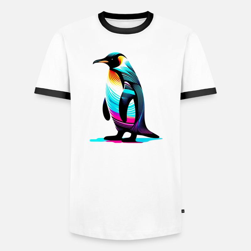 Pinguin - Männer Kontrast-T-Shirt - Weiß/Schwarz