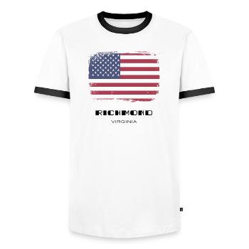 Richmond, Virginia, USA - Männer Kontrast-T-Shirt - Weiß/Schwarz - Vorne - AI Model Female 172 light (172cm) & AI Model Male 178 dark (178cm)