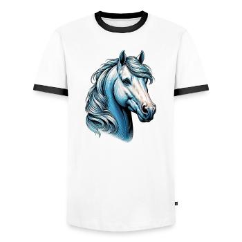 Cheval - T-shirt contrasté Homme - blanc/noir - Devant - AI Model Female 172 light (172cm) & AI Model Male 178 dark (178cm)