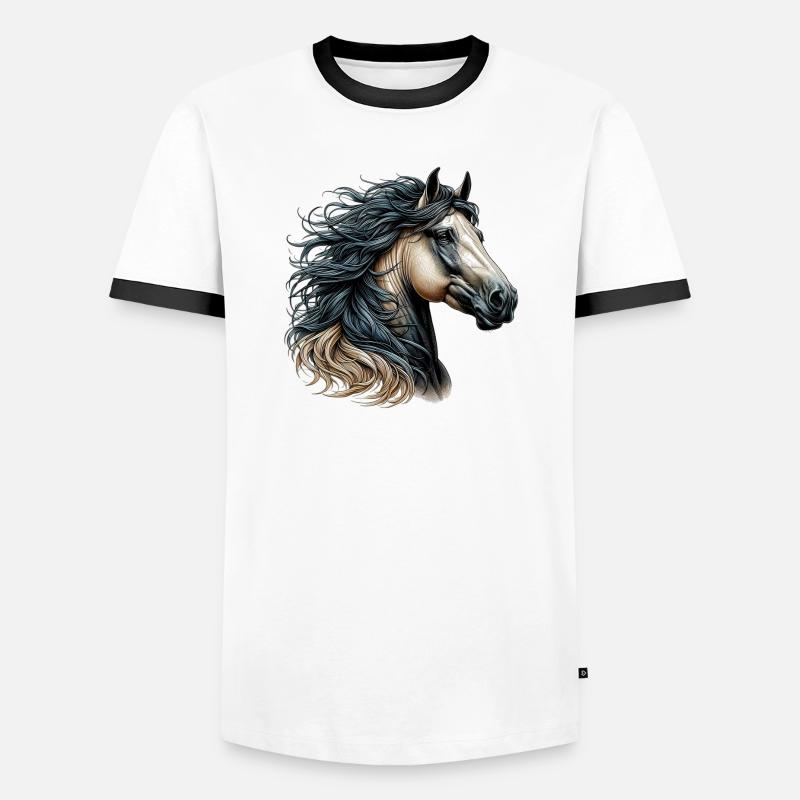 Pferd - Männer Kontrast-T-Shirt - Weiß/Schwarz