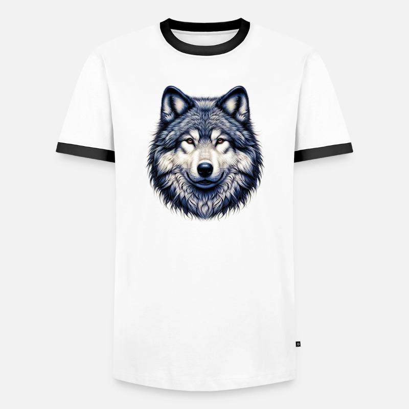 Wolf - Men's Ringer Shirt - white/black