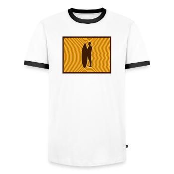 Surf Silhouette – Retro Wellenenergie - Männer Kontrast-T-Shirt - Weiß/Schwarz - Vorne - AI Model Female 172 light (172cm) & AI Model Male 178 dark (178cm)