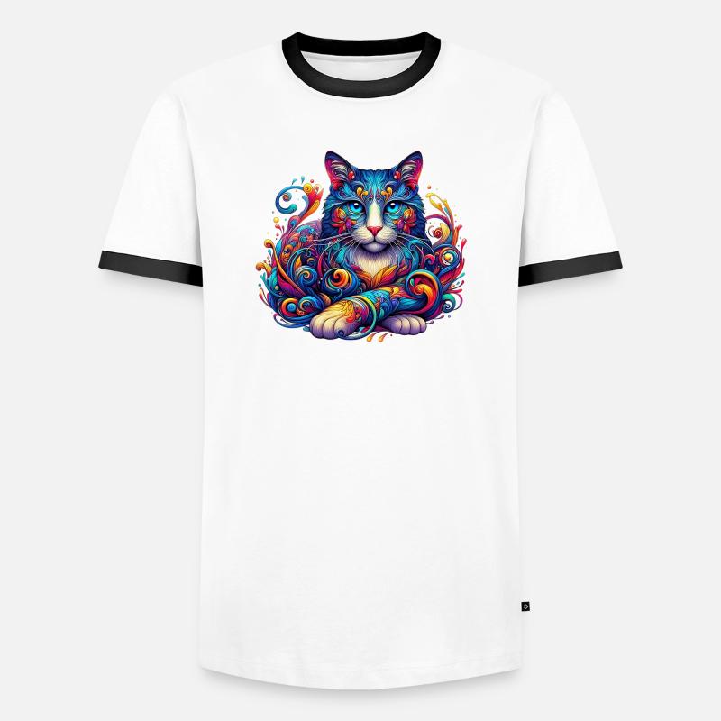 Cat - Men's Ringer Shirt - white/black