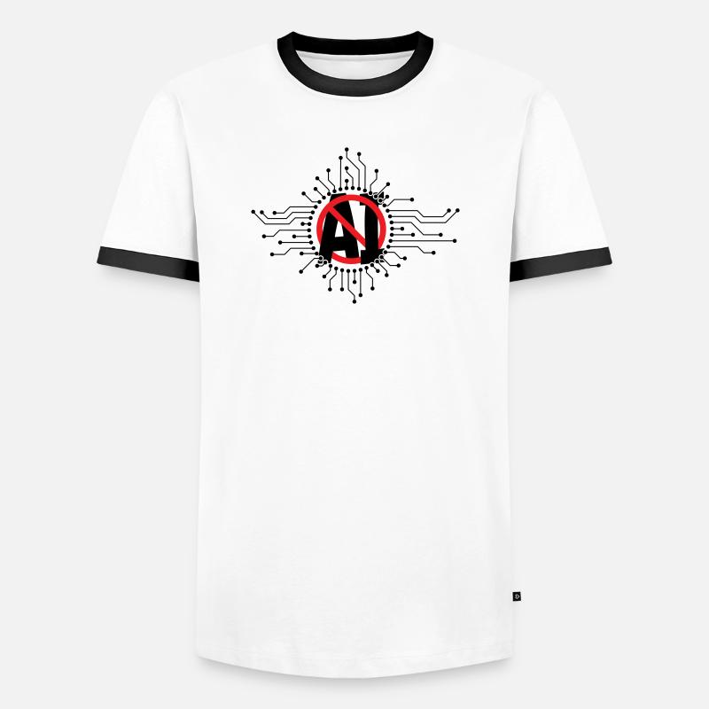 Stop, don't use artificial intelligence, AI. - Men's Ringer Shirt - white/black