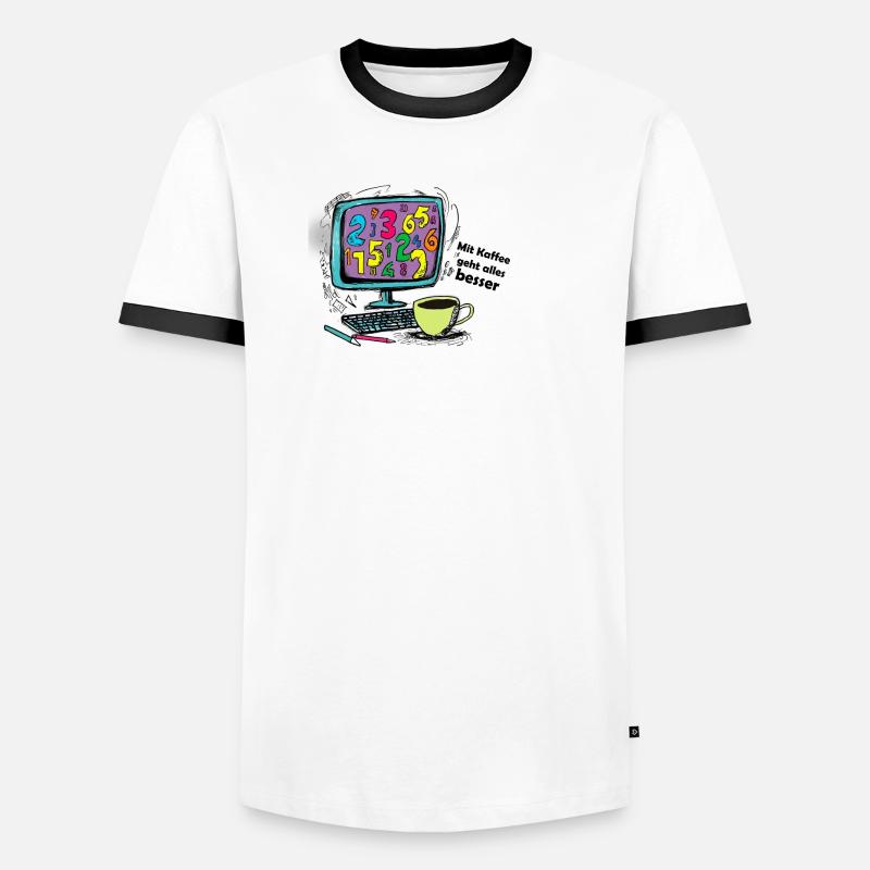 Mit Kaffee geht alles besser - Männer Kontrast-T-Shirt - Weiß/Schwarz