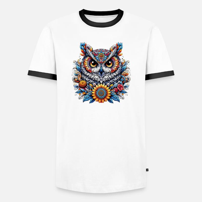 Owl - Men's Ringer Shirt - white/black