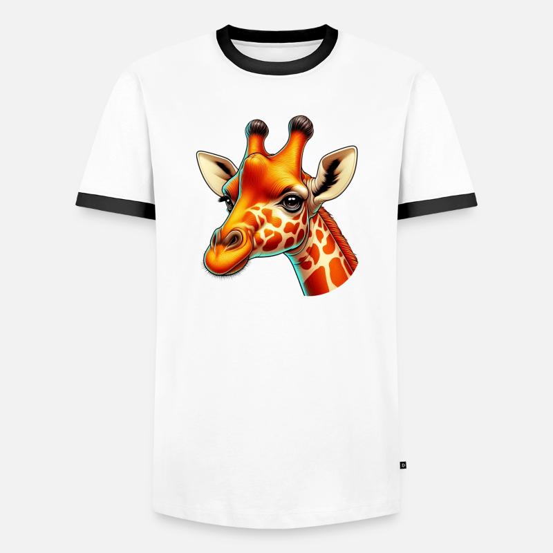 Giraffe - Männer Kontrast-T-Shirt - Weiß/Schwarz