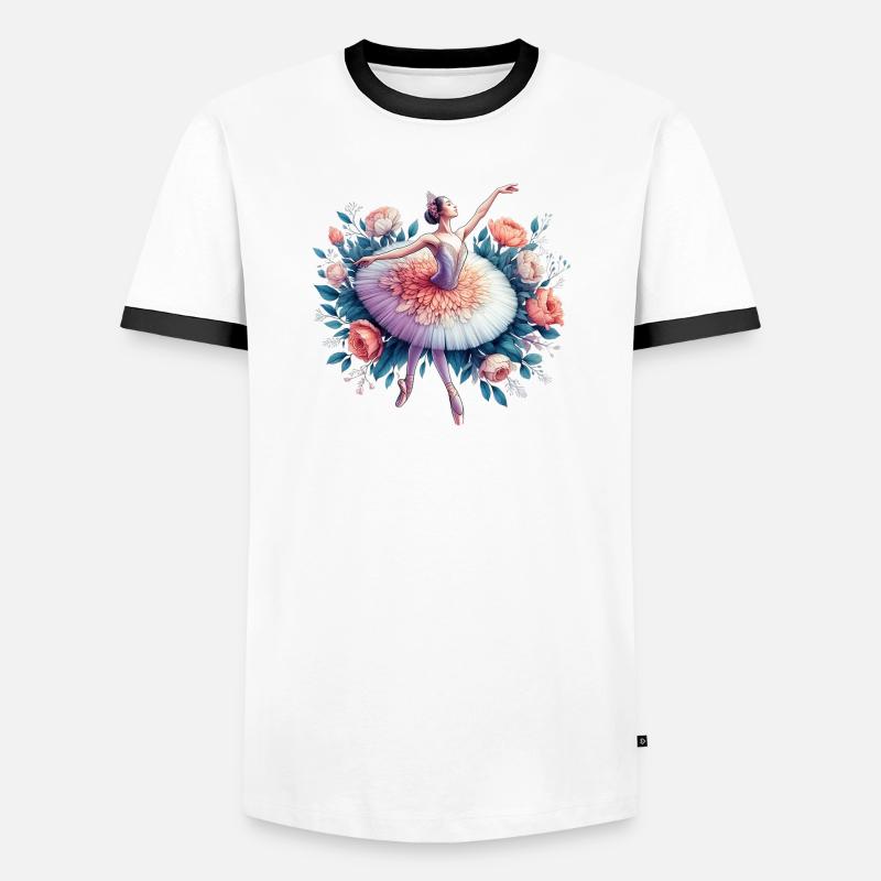 Ballet dancer with tutu - Men's Ringer Shirt - white/black