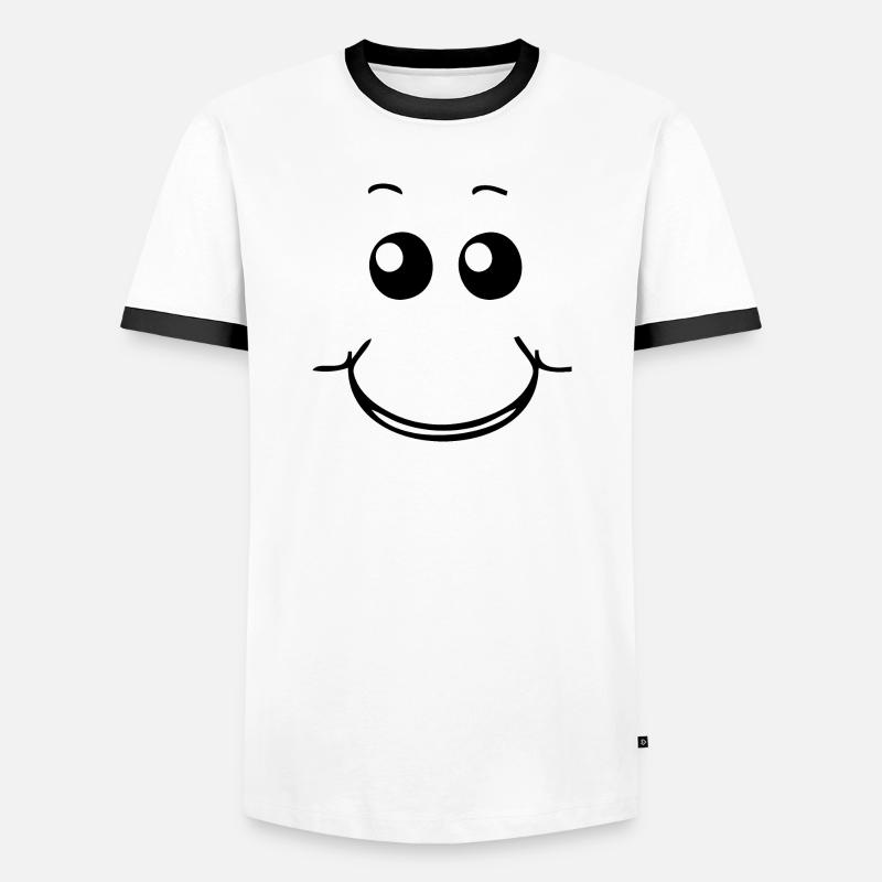 Smiling face - Men's Ringer Shirt - white/black