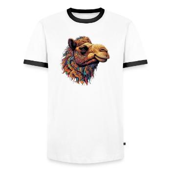 Camel - Men's Ringer Shirt - white/black - Front - AI Model Female 172 light (172cm) & AI Model Male 178 dark (178cm)
