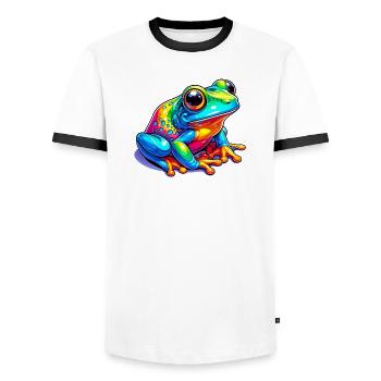 Frog - Men's Ringer Shirt - white/black - Front - AI Model Female 172 light (172cm) & AI Model Male 178 dark (178cm)