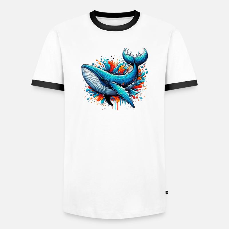 Whale - Men's Ringer Shirt - white/black