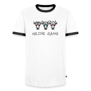 meine gang kuh bauernhof tiere bäurin landleben - Männer Kontrast-T-Shirt - Weiß/Schwarz - Vorne - AI Model Female 172 light (172cm) & AI Model Male 178 dark (178cm)